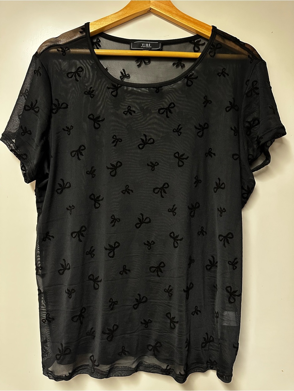 Black sheer tshirt - bow design
